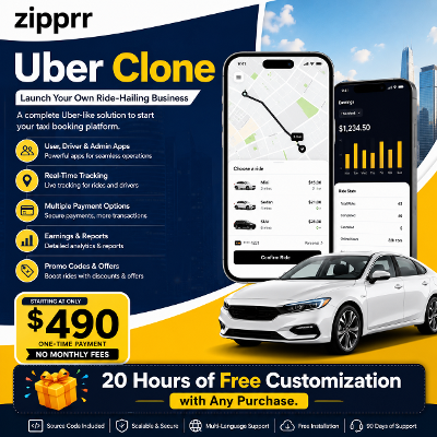 Zipprr Uber Clone Script – Launch a Ride-Hailing Startup in Days for $490